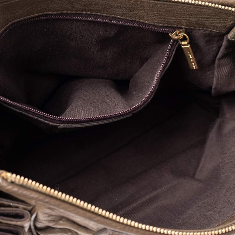 Pre Owned Dolce & Gabbana Olive Green Leather Tassel Satchel 