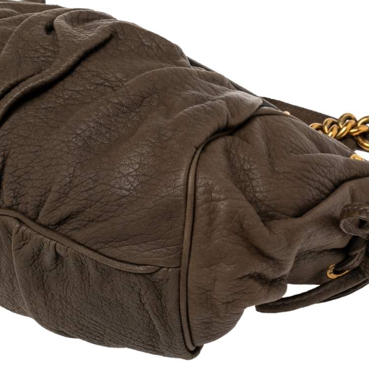Pre Owned Dolce & Gabbana Olive Green Leather Tassel Satchel 
