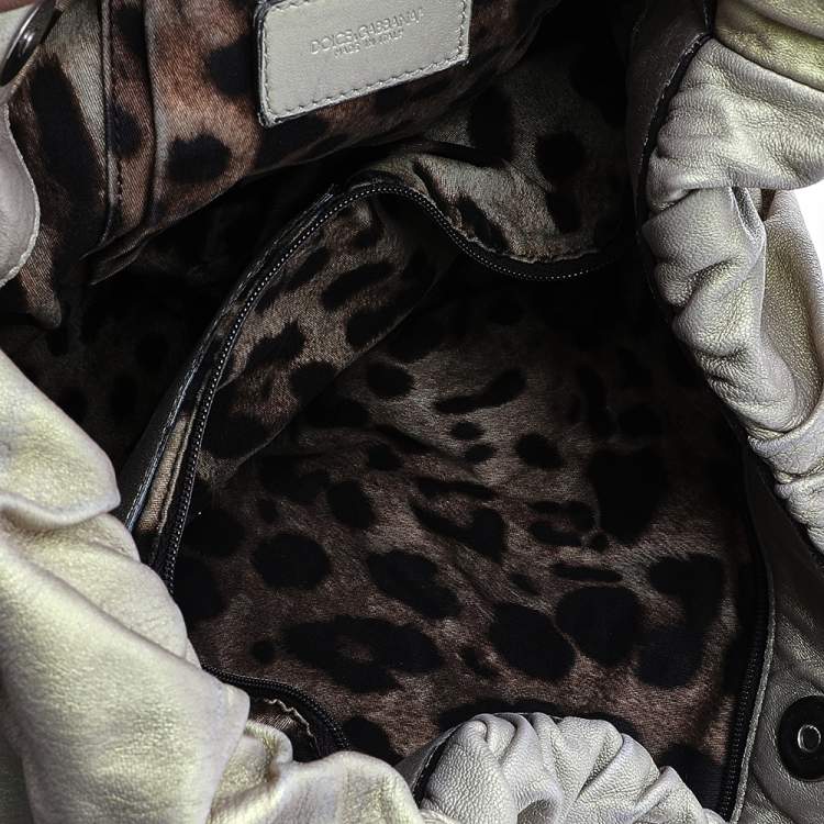 Pre Owned Dolce & Gabbana Gold Leather Miss Night And Day Hobo