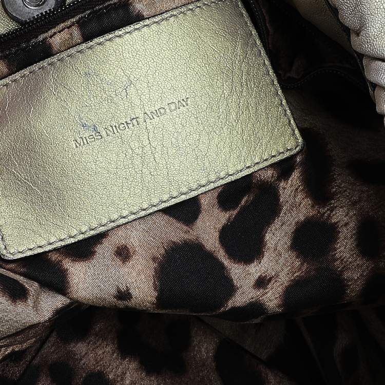 Pre Owned Dolce & Gabbana Gold Leather Miss Night And Day Hobo