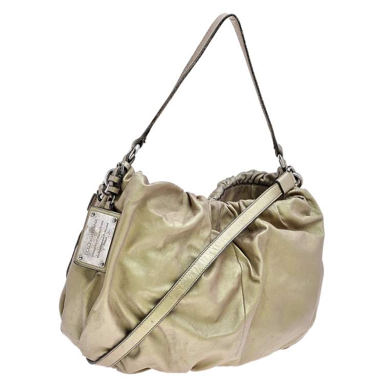 Pre Owned Dolce & Gabbana Gold Leather Miss Night And Day Hobo