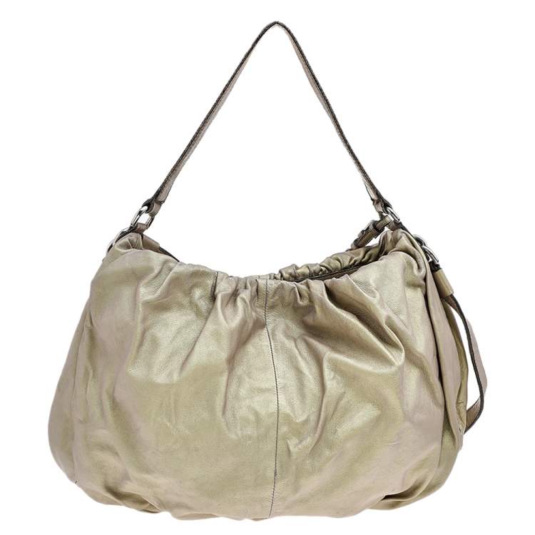 Pre Owned Dolce & Gabbana Gold Leather Miss Night And Day Hobo