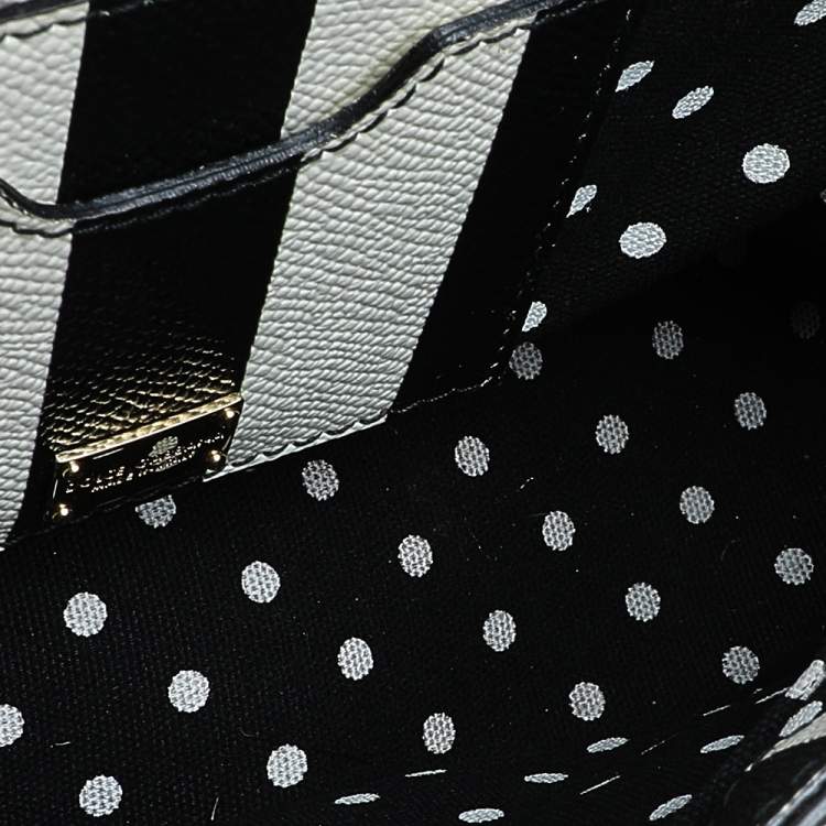 Pre Owned Dolce & Gabbana Black/White Striped Leather Medium Miss Sicily Top Handle Bag