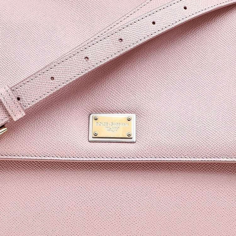 Pre Owned Dolce & Gabbana Pink Leather Large Miss Sicily Top Handle Bag