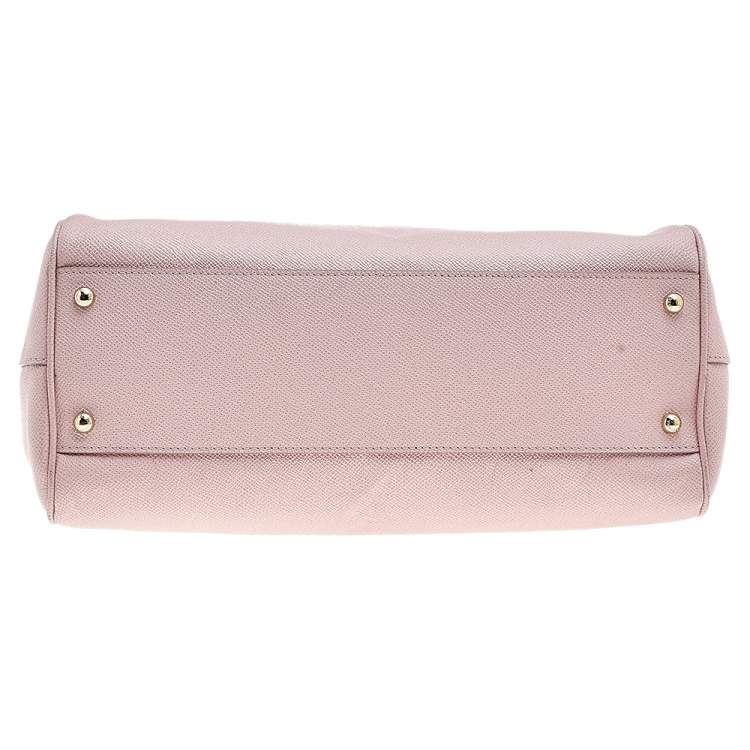 Pre Owned Dolce & Gabbana Pink Leather Large Miss Sicily Top Handle Bag
