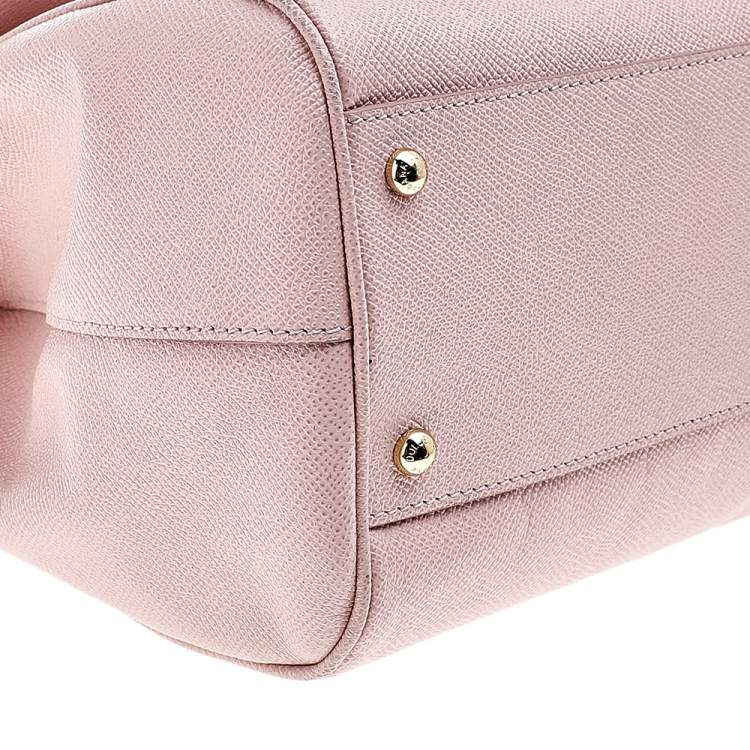 Pre Owned Dolce & Gabbana Pink Leather Large Miss Sicily Top Handle Bag