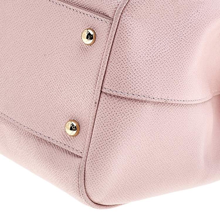 Pre Owned Dolce & Gabbana Pink Leather Large Miss Sicily Top Handle Bag