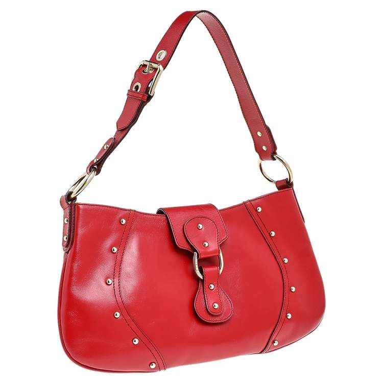 Pre Owned Dolce & Gabbana Red Leather Hobo