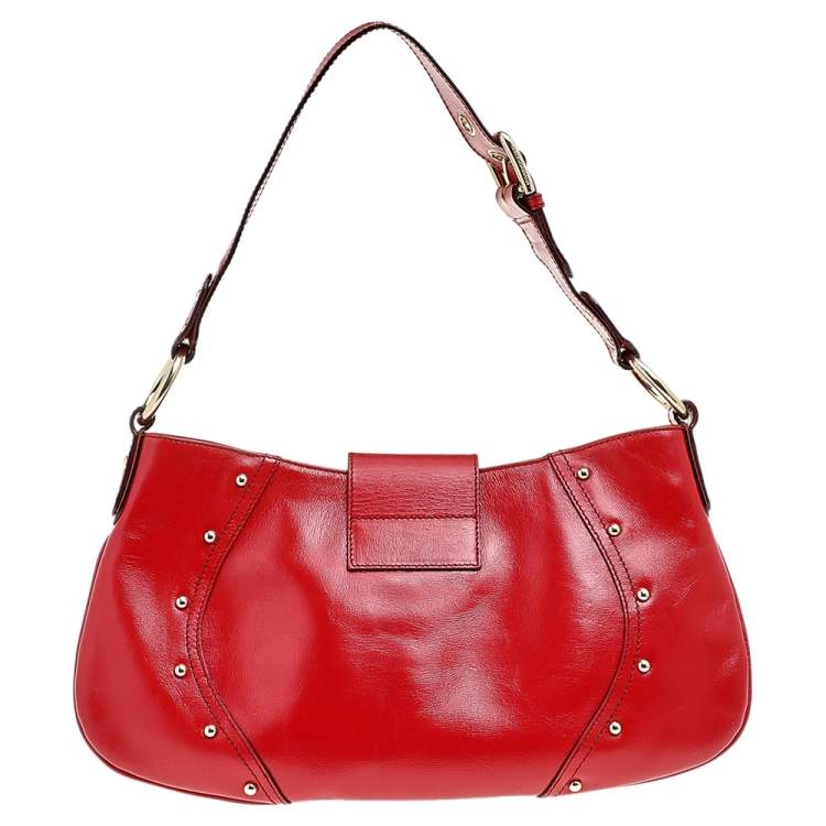 Pre Owned Dolce & Gabbana Red Leather Hobo