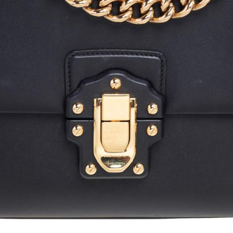 Pre Owned Dolce & Gabbana Black Leather Large Lucia Shoulder Bag