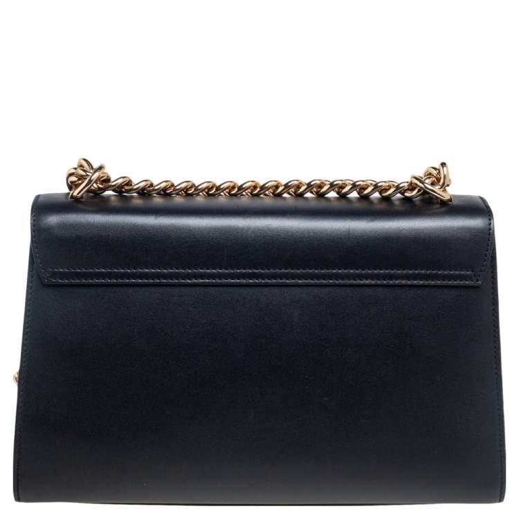 Pre Owned Dolce & Gabbana Black Leather Large Lucia Shoulder Bag
