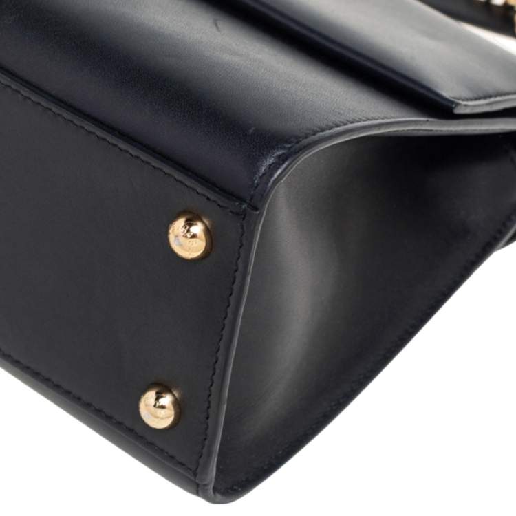 Pre Owned Dolce & Gabbana Black Leather Large Lucia Shoulder Bag