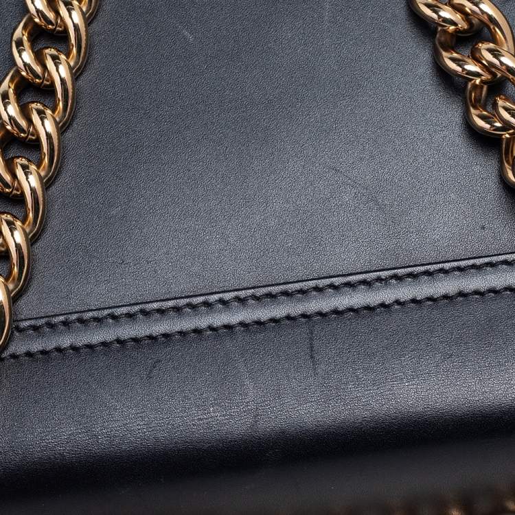 Pre Owned Dolce & Gabbana Black Leather Large Lucia Shoulder Bag