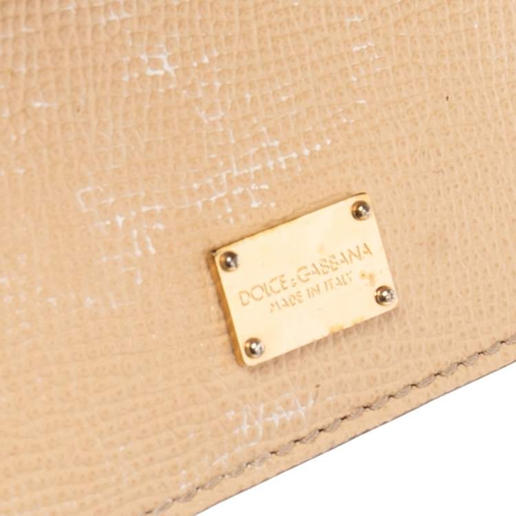 Pre Owned Dolce & Gabbana Beige Leather Medium Miss Sicily Top Handle Bag