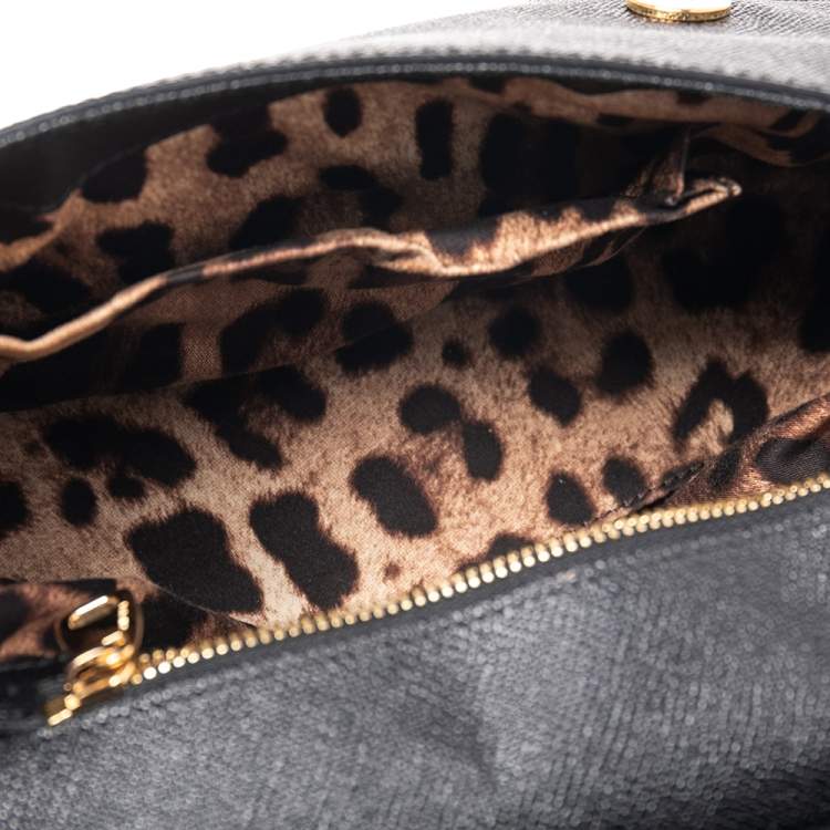 Pre Owned Dolce & Gabbana Black Leather Medium Miss Sicily Top Handle Bag