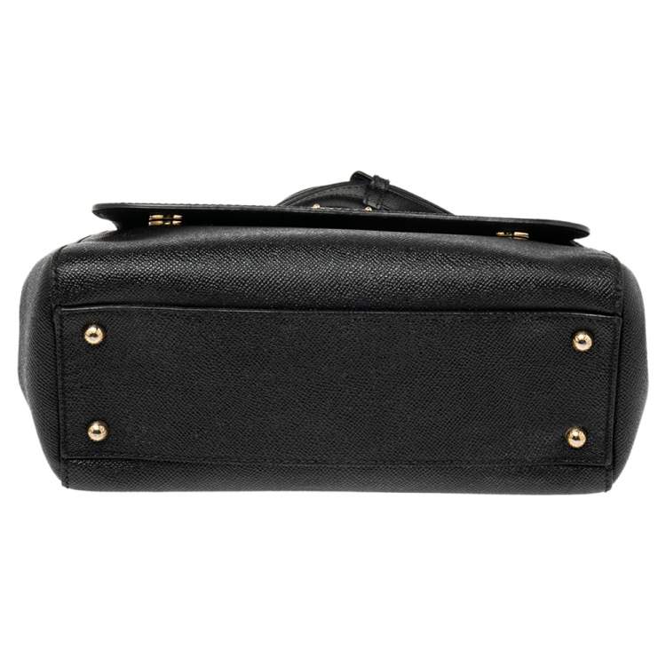 Pre Owned Dolce & Gabbana Black Leather Medium Miss Sicily Top Handle Bag