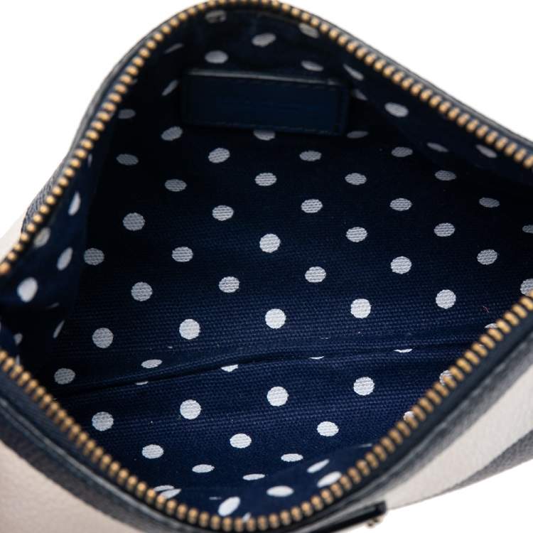 Pre Owned Dolce & Gabbana Blue/White Striped Leather Chain Pouch