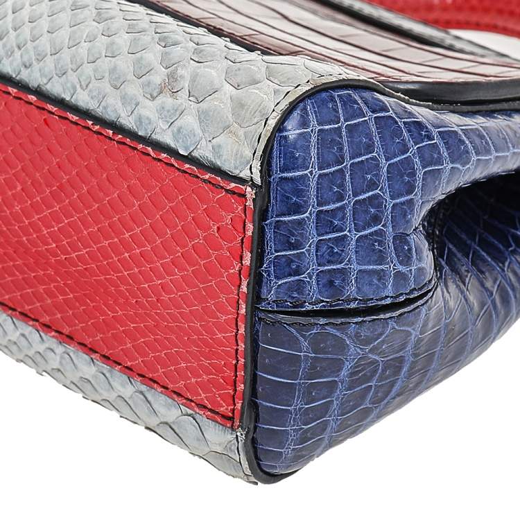 Pre Owned Dolce & Gabbana Multicolor Crocodile Leather And Python Limited Edition Small Miss Sicily Top Handle Bag