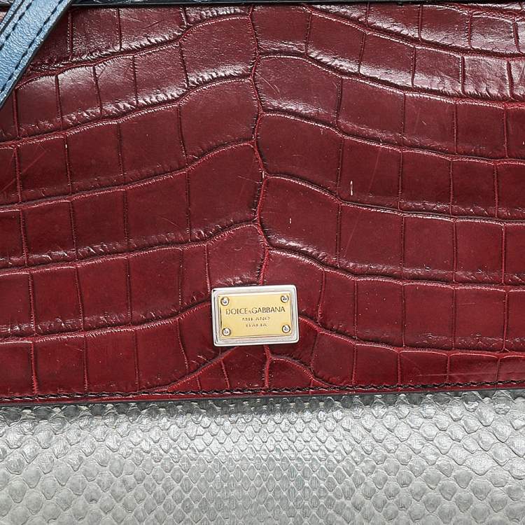 Pre Owned Dolce & Gabbana Multicolor Crocodile Leather And Python Limited Edition Small Miss Sicily Top Handle Bag