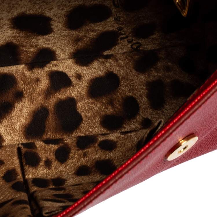 Pre Owned Dolce & Gabbana Red Leather Medium Miss Sicily Top Handle Bag