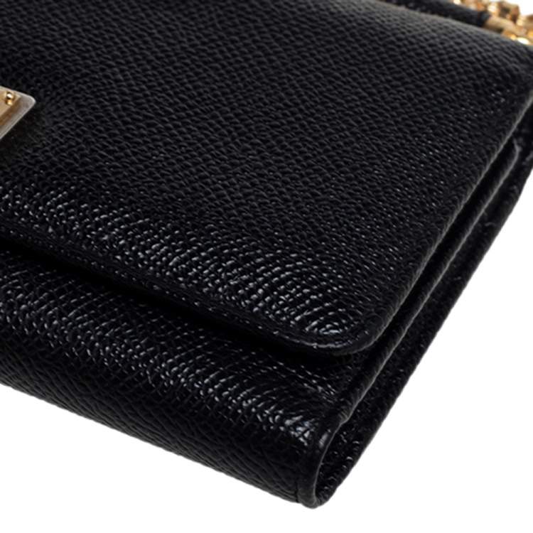 Pre Owned Dolce & Gabbana Black Leather Miss Sicily Von Wallet on Chain