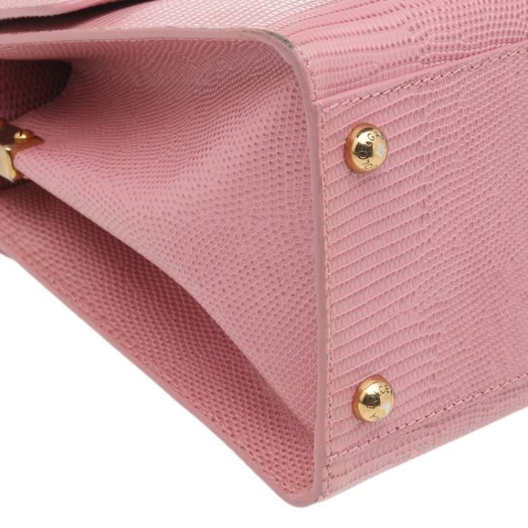 Pre Owned Dolce & Gabbana Pink Lizard Embossed Leather Welcome Top Handle Bag