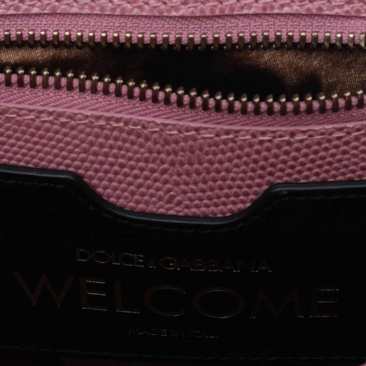 Pre Owned Dolce & Gabbana Pink Lizard Embossed Leather Welcome Top Handle Bag