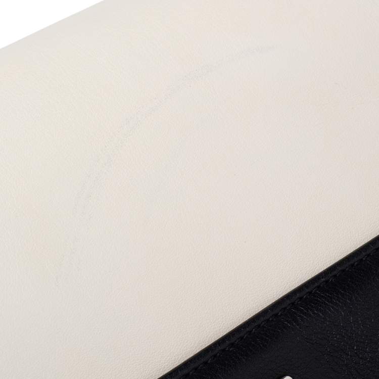 Pre Owned Dolce & Gabbana Black/White Leather Large Miss Sicily Top Handle Bag