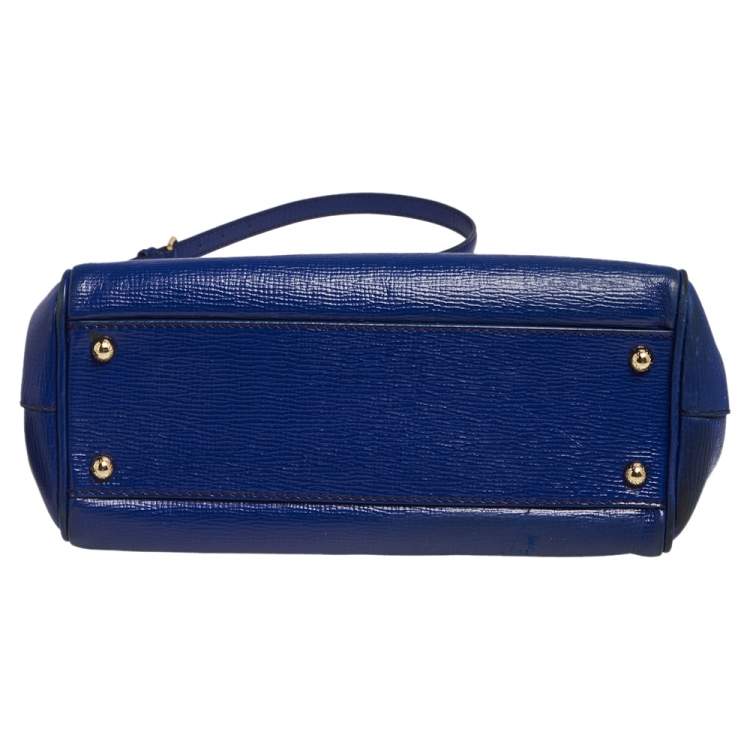 Pre Owned Dolce & Gabbana Blue Leather Medium Miss Sicily Top Handle Bag