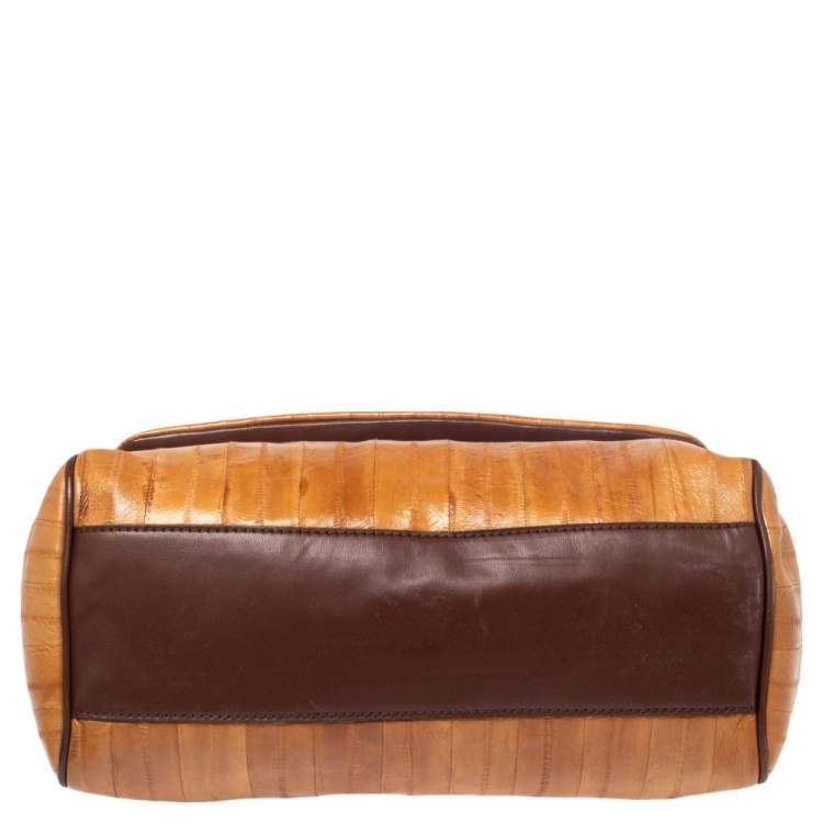 Pre Owned Dolce & Gabbana Tan Eel Leather Miss Sicily Top Handle Bag