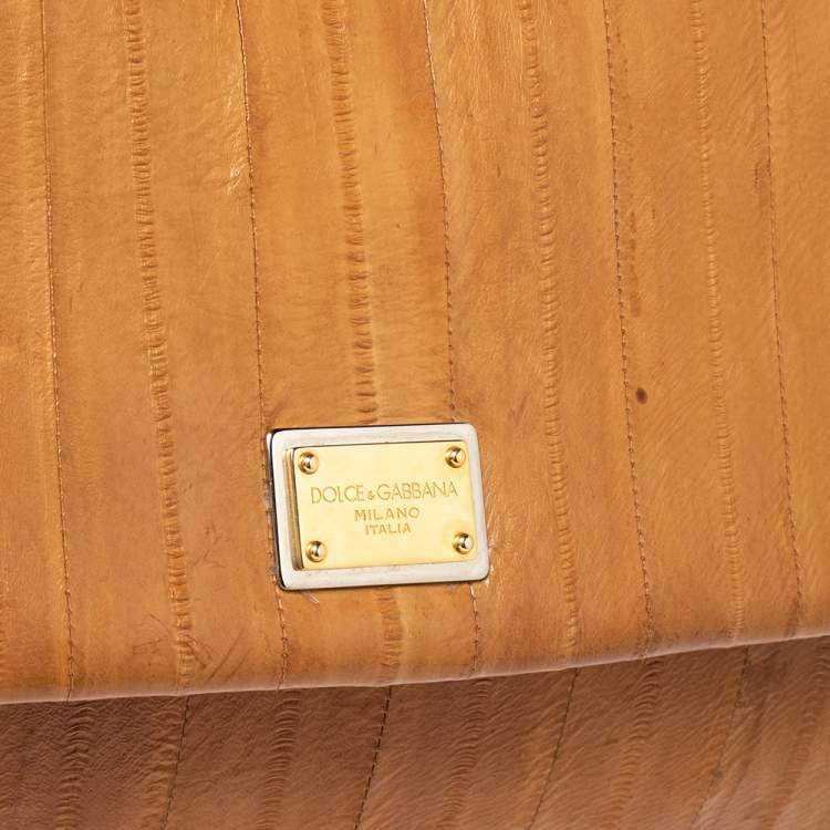 Pre Owned Dolce & Gabbana Tan Eel Leather Miss Sicily Top Handle Bag