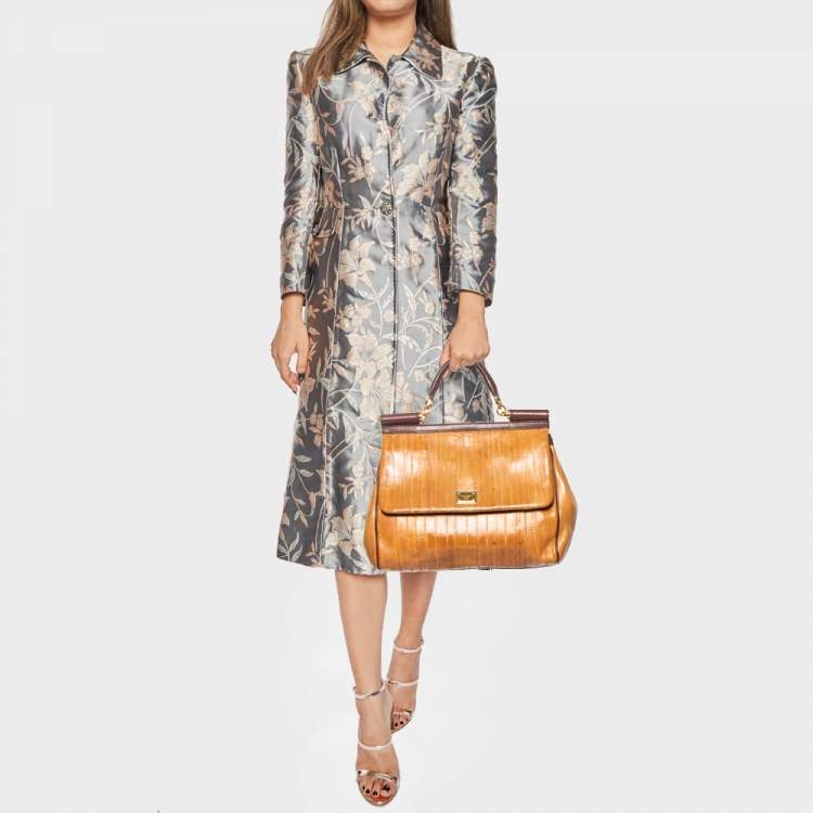 Pre Owned Dolce & Gabbana Tan Eel Leather Miss Sicily Top Handle Bag