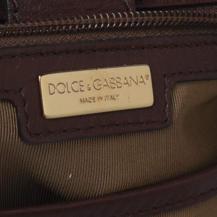 Pre Owned Dolce & Gabbana Tan Eel Leather Miss Sicily Top Handle Bag