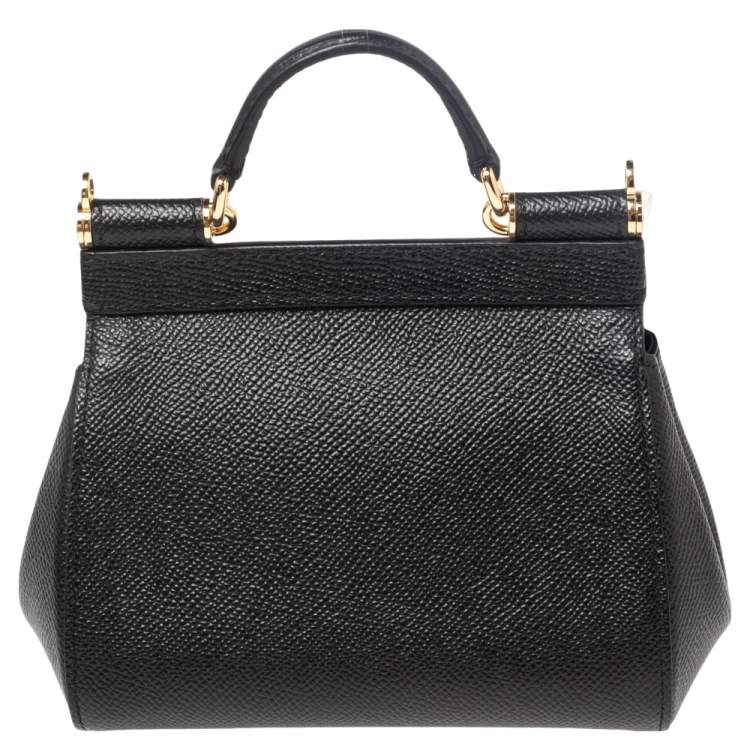 Pre Owned Dolce & Gabbana Black Leather Mini Miss Sicily Top Handle Bag
