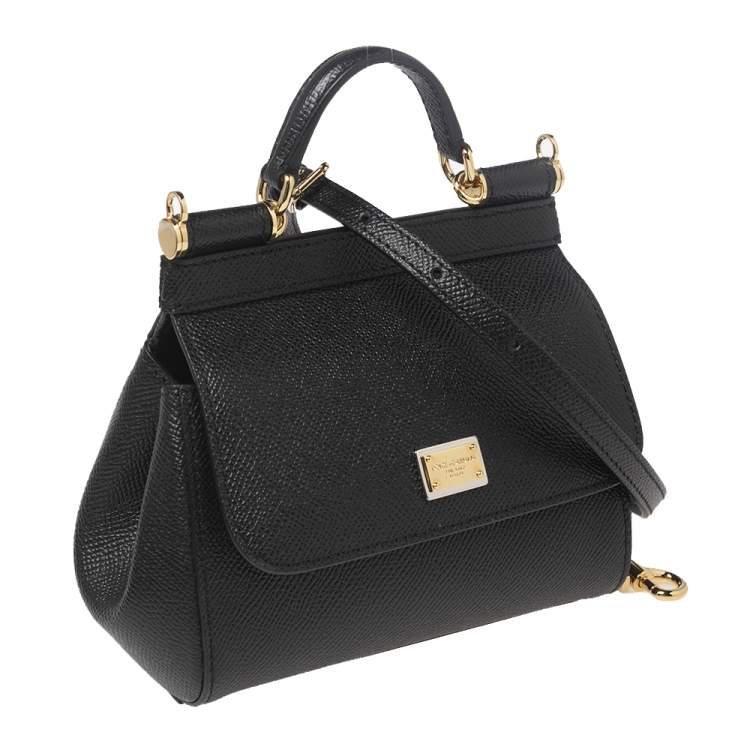 Pre Owned Dolce & Gabbana Black Leather Mini Miss Sicily Top Handle Bag