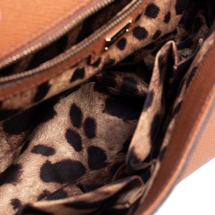 Pre Owned Dolce & Gabbana Brown Dauphine Leather Medium Sicily Top Handle Bag