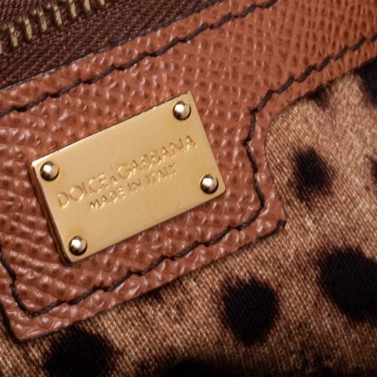 Pre Owned Dolce & Gabbana Brown Dauphine Leather Medium Sicily Top Handle Bag