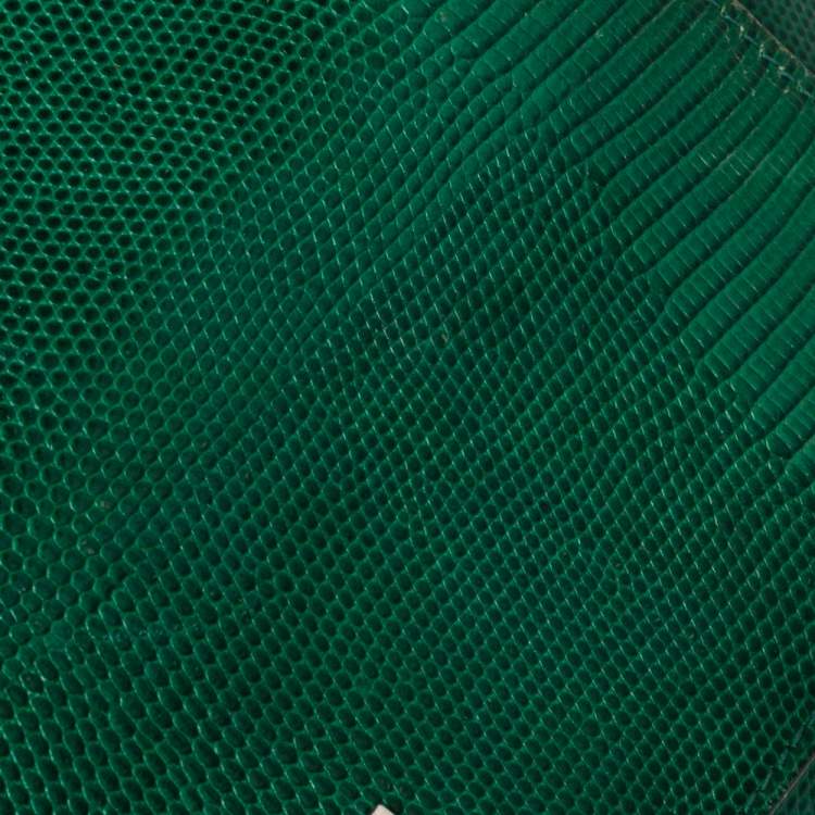 Pre Owned Dolce & Gabbana Green Lizard Embossed Leather Medium Miss Sicily Top Handle Bag