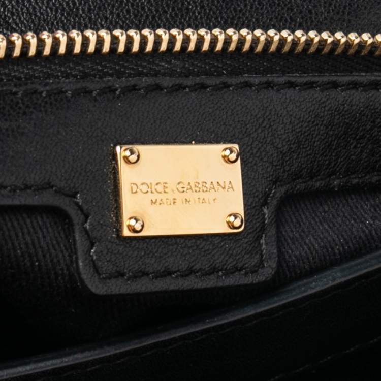 Pre Owned Dolce & Gabbana Black/Brown Animal Print Coated Canvas and Leather Miss Sicily Top Handle Bag
