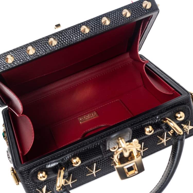 Pre Owned Dolce & Gabbana White/Black Embellished Leather Dolce Box Bag