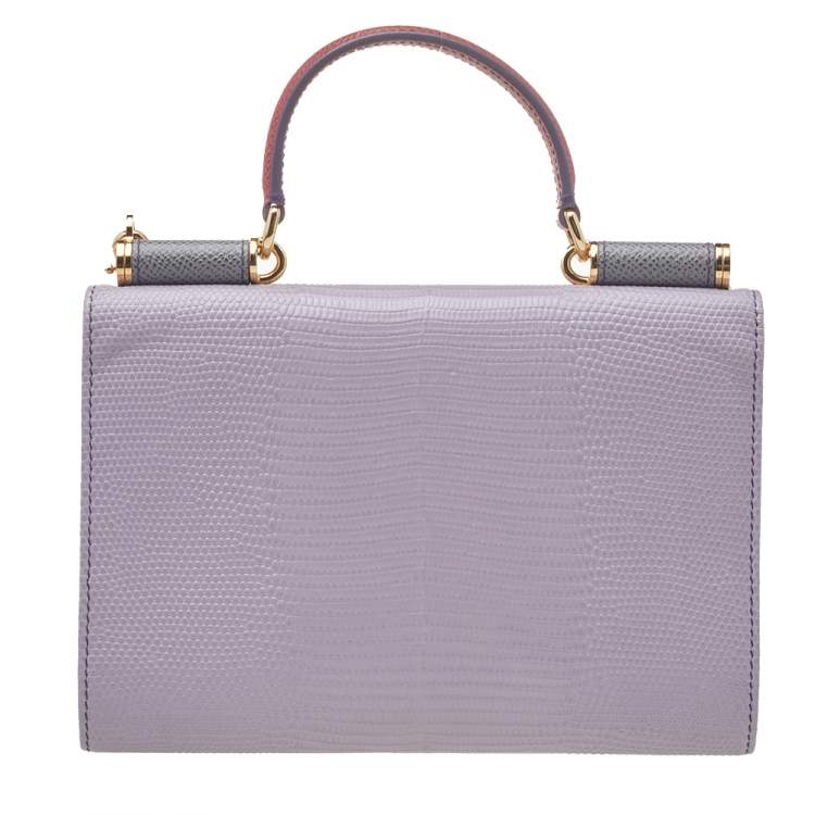 Pre Owned Dolce & Gabbana Multicolor Lizard Embossed Leather And Leather Sicily Wallet On Chain