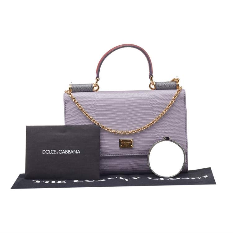 Pre Owned Dolce & Gabbana Multicolor Lizard Embossed Leather And Leather Sicily Wallet On Chain