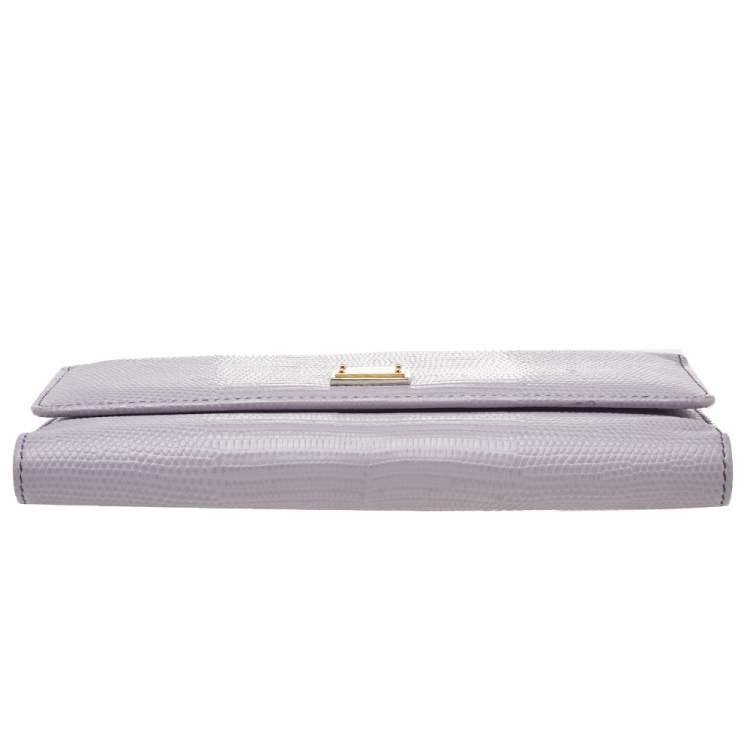 Pre Owned Dolce & Gabbana Multicolor Lizard Embossed Leather And Leather Sicily Wallet On Chain