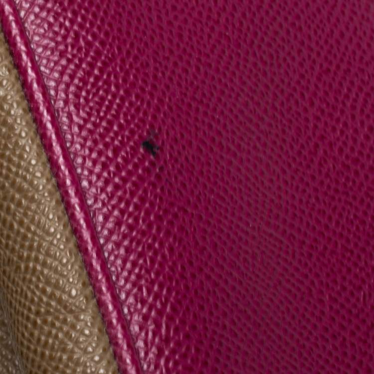 Pre Owned Dolce & Gabbana Pink/Green Leather Large Miss Sicily Top Handle Bag
