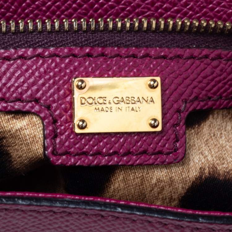 Pre Owned Dolce & Gabbana Pink/Green Leather Large Miss Sicily Top Handle Bag