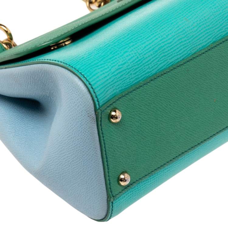 Pre Owned Dolce & Gabbana Tricolor Leather Medium Miss Sicily Top Handle Bag