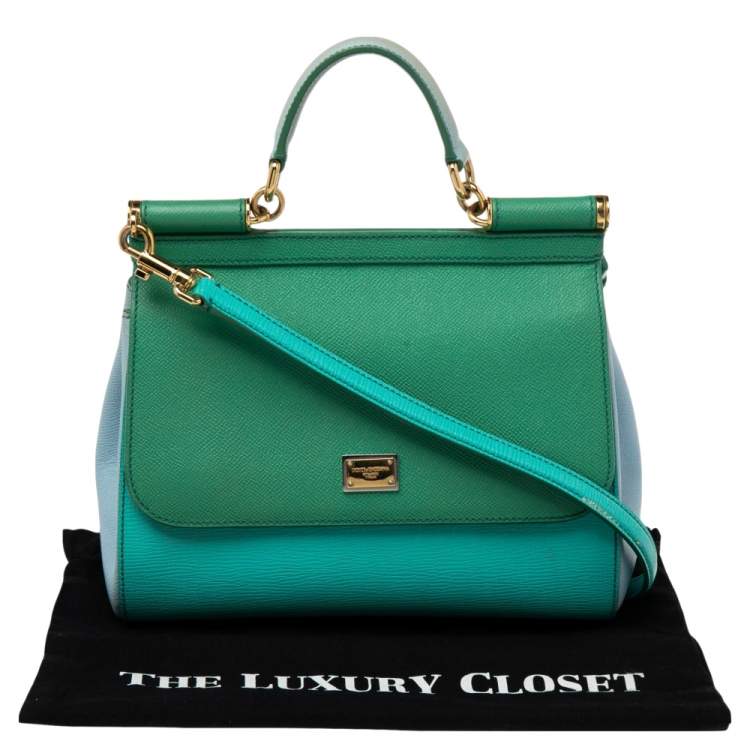 Pre Owned Dolce & Gabbana Tricolor Leather Medium Miss Sicily Top Handle Bag