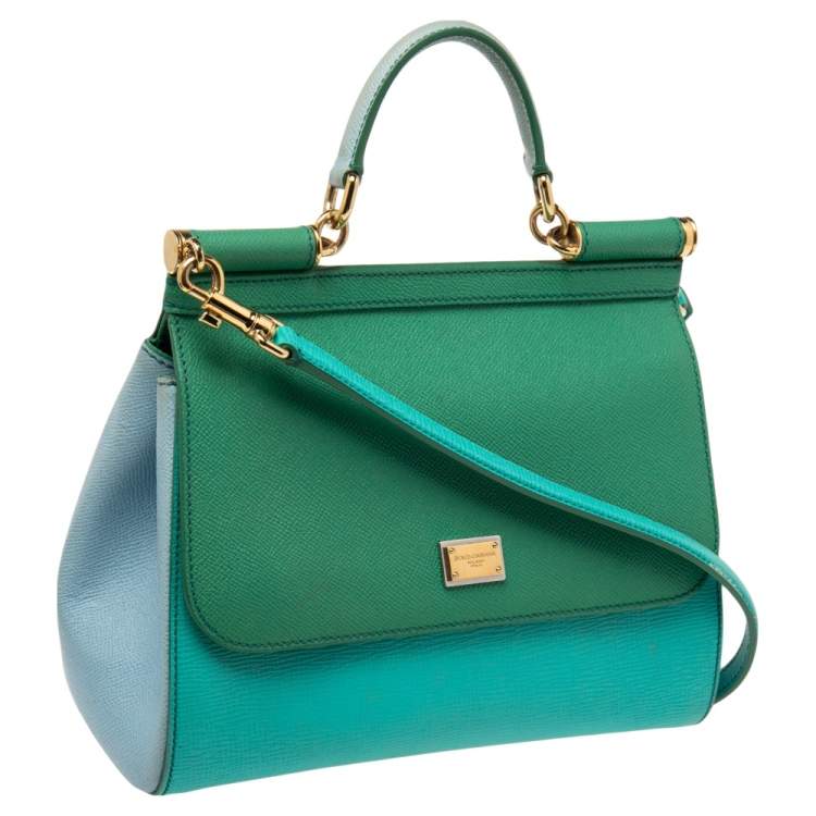Pre Owned Dolce & Gabbana Tricolor Leather Medium Miss Sicily Top Handle Bag