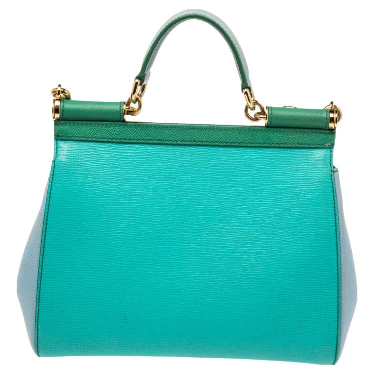 Pre Owned Dolce & Gabbana Tricolor Leather Medium Miss Sicily Top Handle Bag