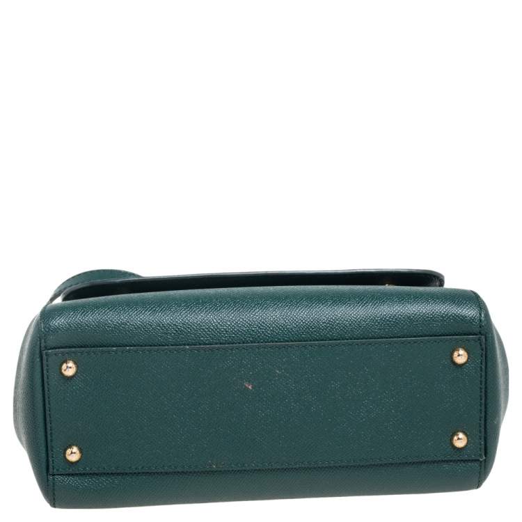 Pre Owned Dolce & Gabbana Green Leather Medium Miss Sicily Top Handle Bag